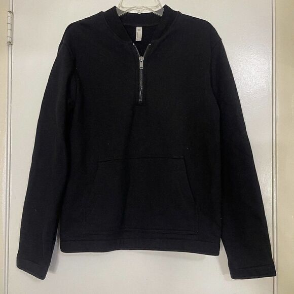 American Apparel black half zip pullover men sweater with pockets size Medium - Picture 1 of 5